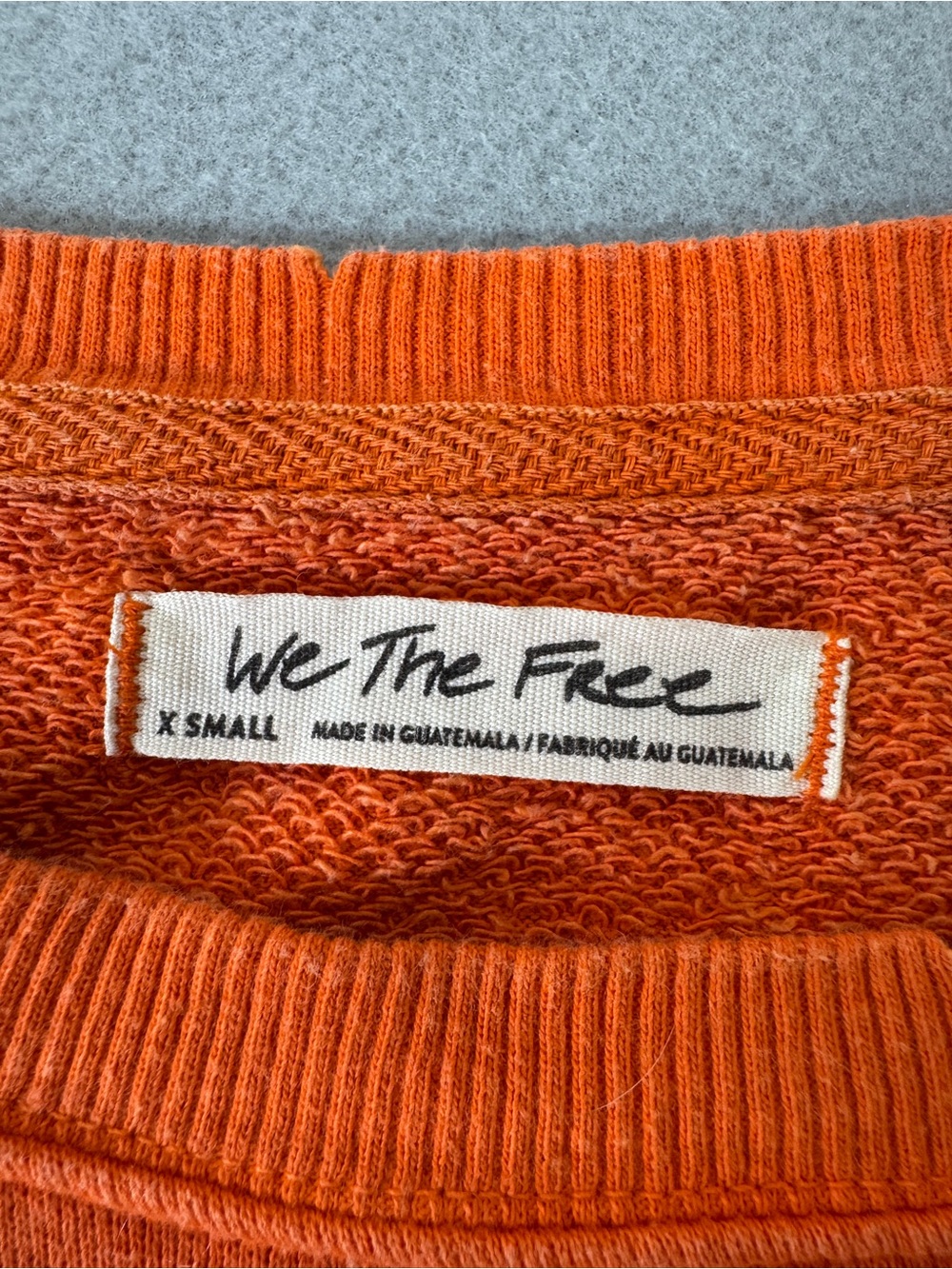 We The Free Orange Oversized Sweatshirt Womens XS Exposed Seam Pullover - Picture 6 of 16